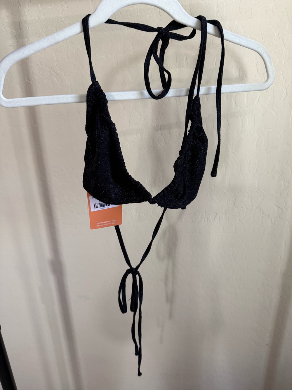 Classic Black Tie-Back Triangle Bikini Top